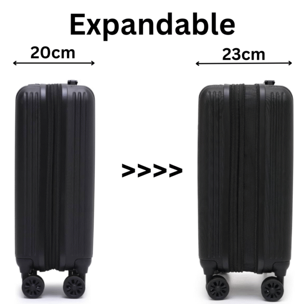 CabinFly Cruisair Expandable 55x40x23 Wizzair Suitcase Black 55x40x23cm Lufthansa, Turkish Airlines, SAS, Finnair, Austrian Airlines, LOT - Image 3