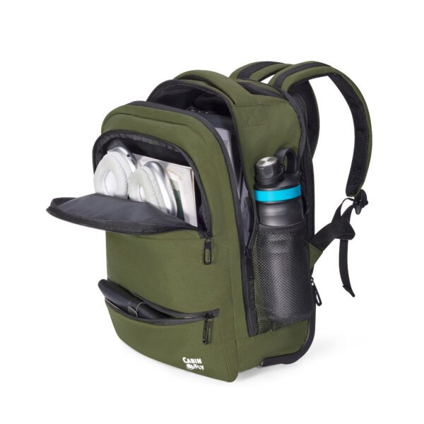 CabinFly Aircruiser Hybrid 40x30x20 Ryanair and Wizzair Backpack with Wheels Carry-on Luggage For Transavia and Vueling Green - Image 3